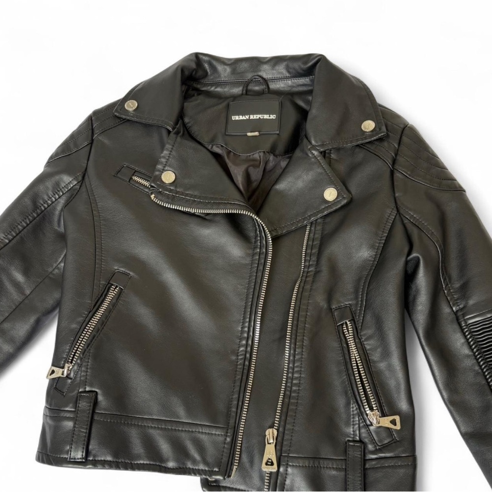 Urban Republic Girls Sleek Black Moto Jacket for 7/8 y.o. - Picture 2 of 5